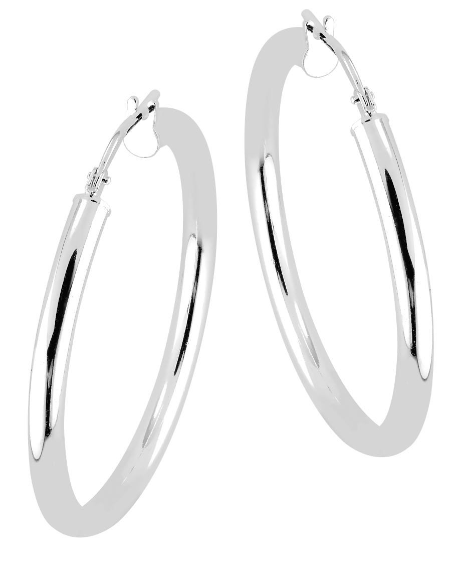 Lykka Basics släta hoops i silver 30 x 3 mm