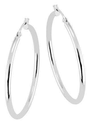 Lykka Basics släta hoops i silver 30 x 2 mm