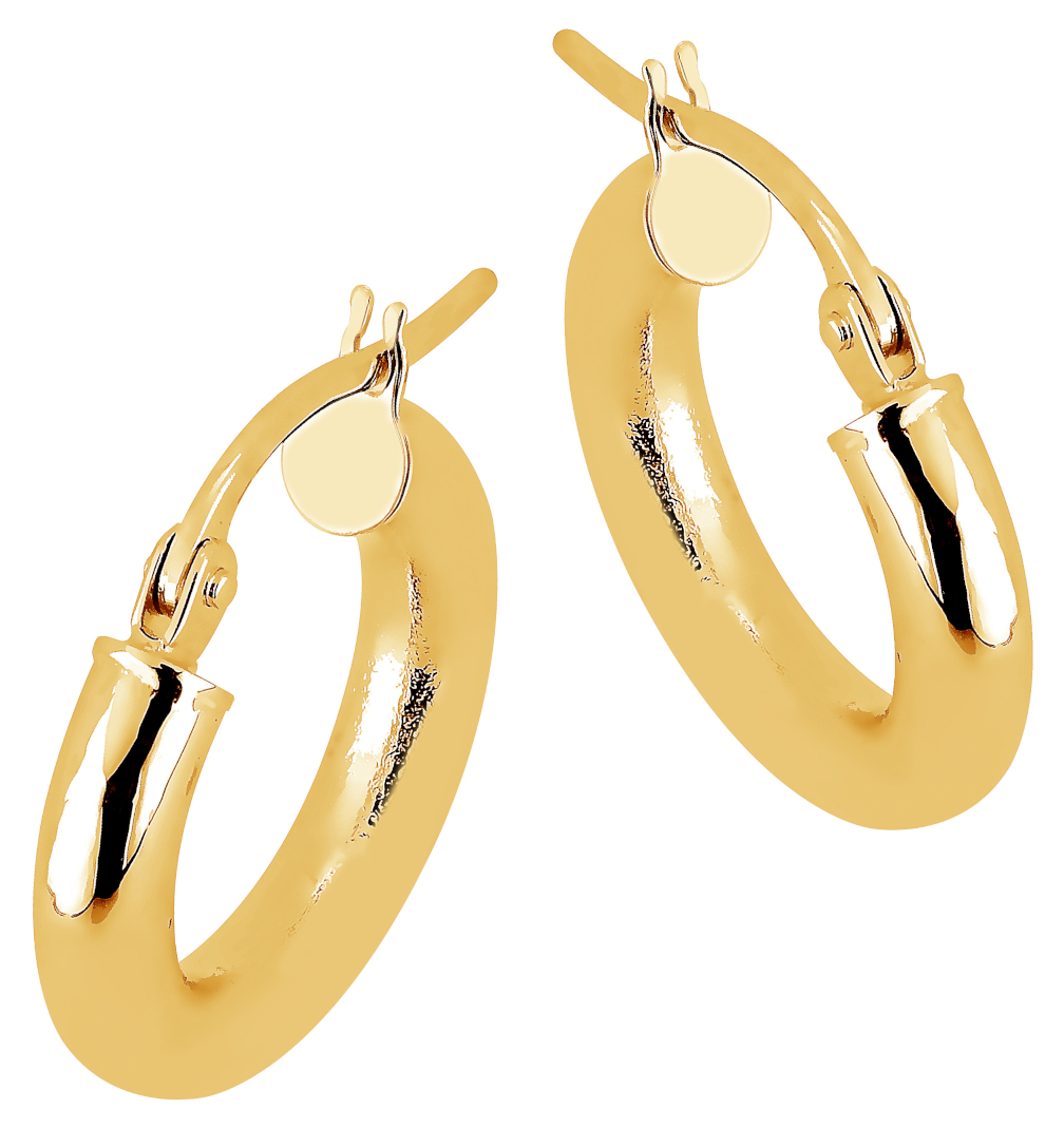 Lykka Casuals släta hoops i gulguld 10 x 3 mm