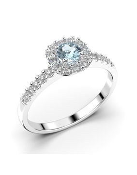 Festive Janette akvamarin halo-diamantring 566-040A-VK
