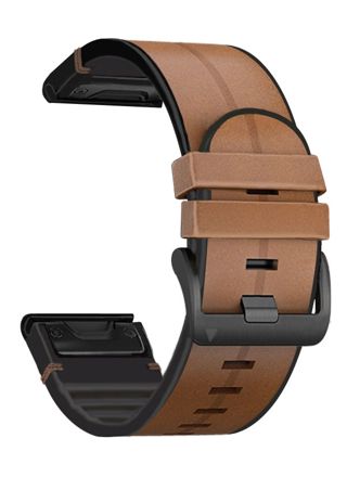 Tiera Garmin Fenix läder-silikon armband quick release brun 26 mm