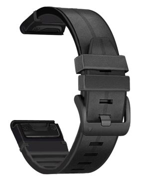 Tiera Garmin Fenix läder-silikon armband quick release svart 22 mm