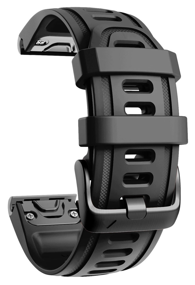 Tiera Garmin Fenix silikonarmband svart quick release 20 mm