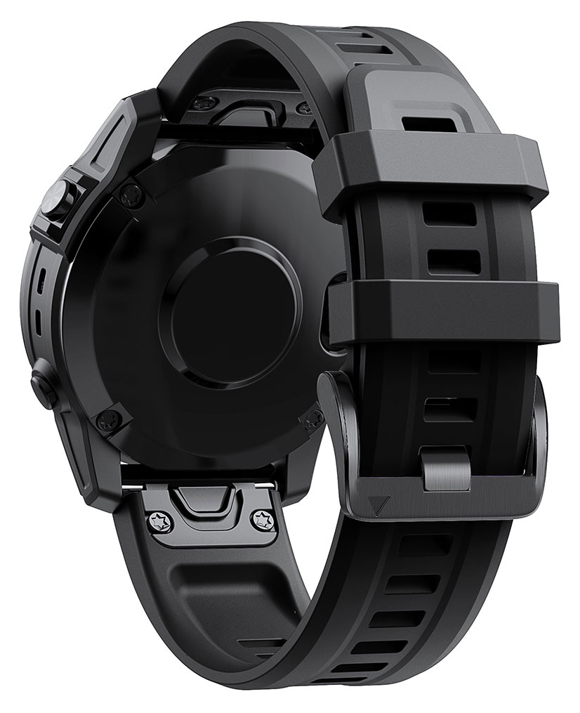 Tiera Garmin Fenix Classic silikonarmband svart quick release 22 mm
