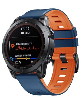 Tiera Garmin Fenix Trend silikonarmband blå-orange quick release 26 mm
