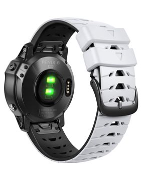 Tiera Garmin Fenix Sport silikonarmband vit-svart quick release 22 mm