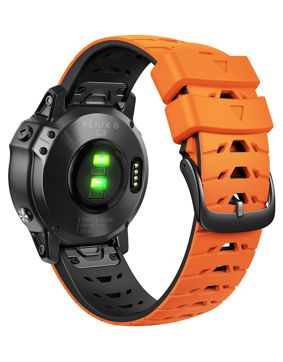 Tiera Garmin Fenix Sport silikonarmband orange-svart quick release 22 mm