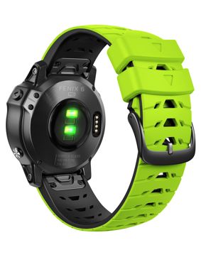 Tiera Garmin Fenix Sport silikonarmband grön-svart quick release 22 mm