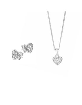 Lykka Hearts silver smycke set