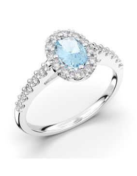 Festive Evelyn akvamarin halo-diamantring 577-072A-VK