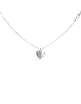 GUESS Lovely silverfärgad pave hjärthalsband JUBN03035JWRHT/U