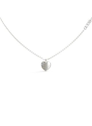GUESS Lovely silverfärgad pave hjärthalsband JUBN03035JWRHT/U