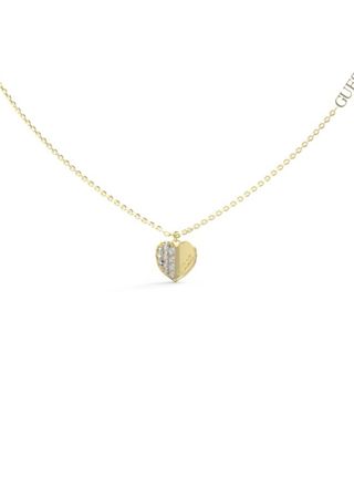 GUESS Lovely guldfärgat pave hjärthalsband JUBN03035JWYGT/U