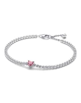 Pandora Timeless rosa hjärta tennisarmband 590041C03