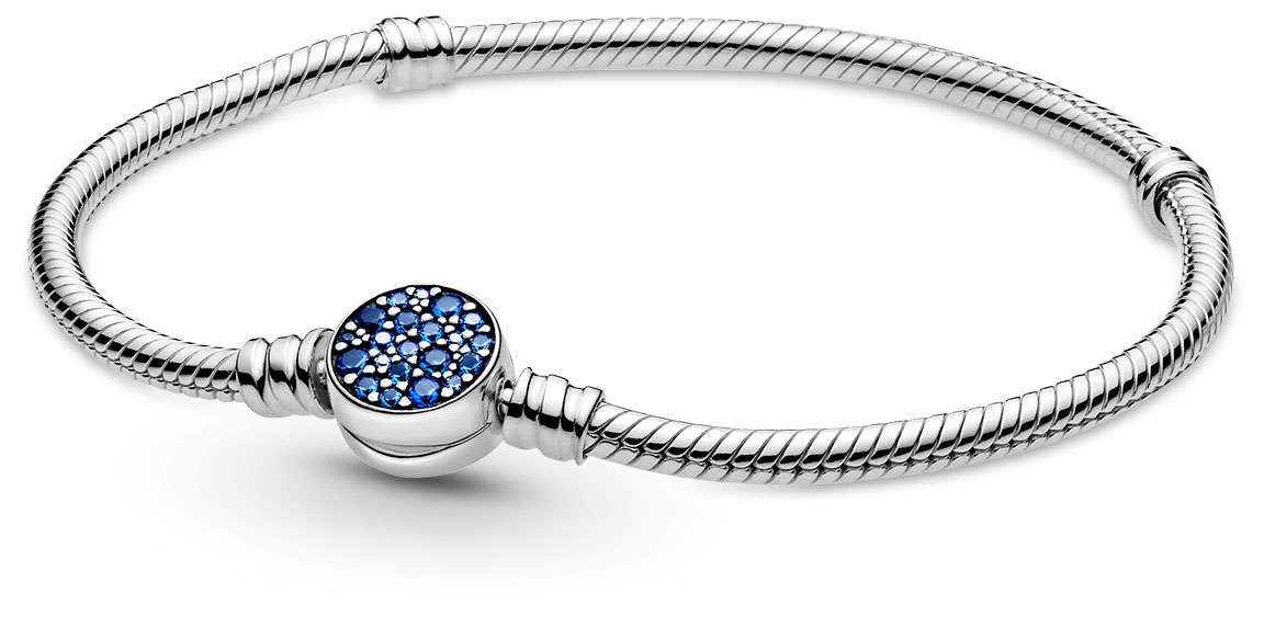 Pandora Moments armband Sparkling Blue Disc Clasp 599288C01-19
