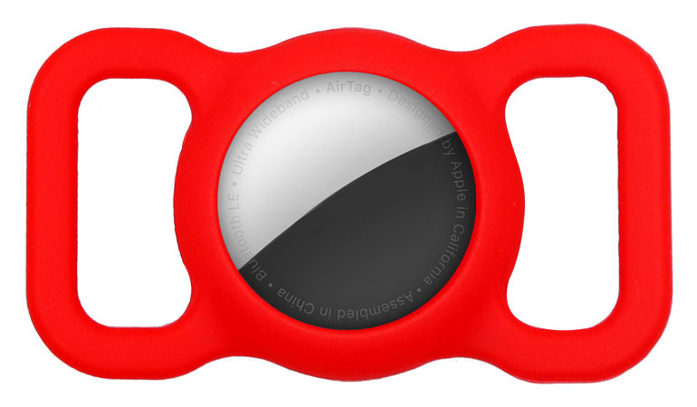 Tiera Apple AirTag hund/katthalsbandsfodral röd