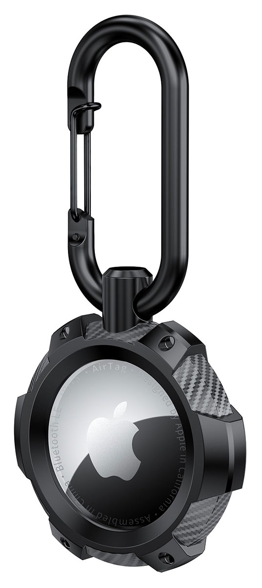 Tiera metall stöttåligt Apple AirTag skal med karbinhak svart