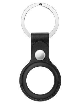 Tiera läder Apple AirTag nyckelring svart