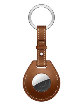 Tiera läder Apple AirTag skal nyckelring med länk brun