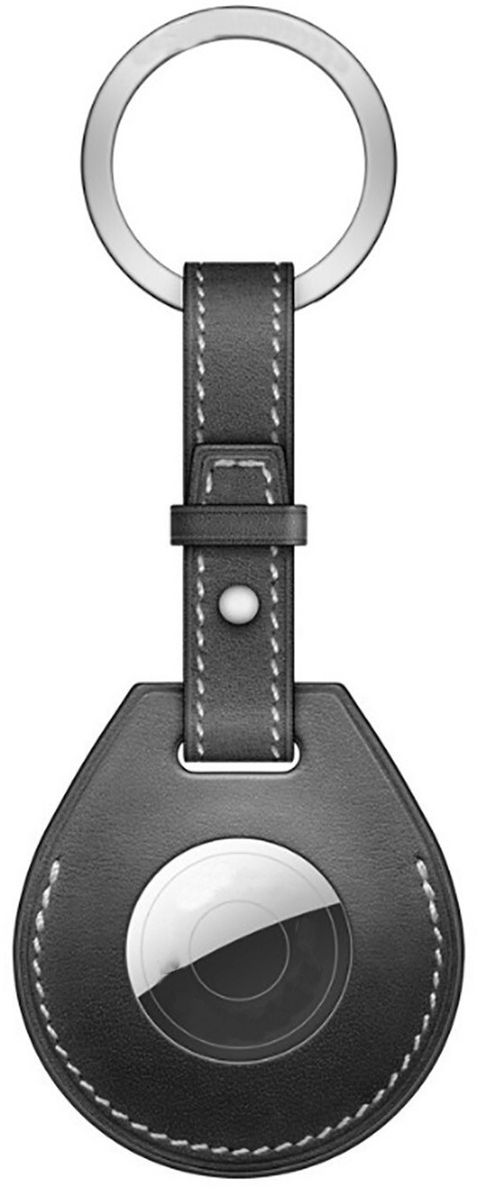 Tiera läder Apple AirTag skal nyckelring med länk svart