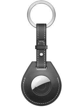 Tiera läder Apple AirTag skal nyckelring med länk svart