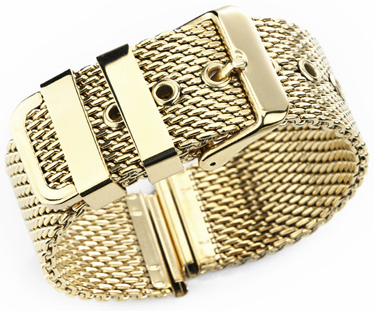 Tiera tjock mesharmband guld