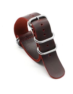 Tiera läder nato-klockarmband brun-rött