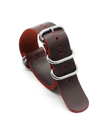 Tiera läder nato-klockarmband brun-rött