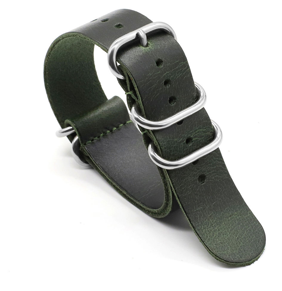 Tiera läder nato klockarmband grönt