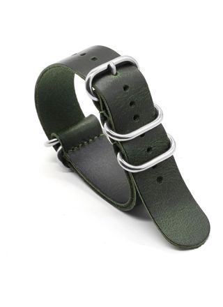 Tiera läder nato klockarmband grönt