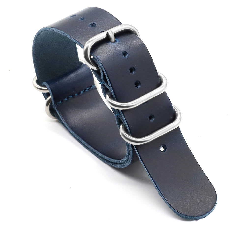 Tiera läder nato-klockarmband blått