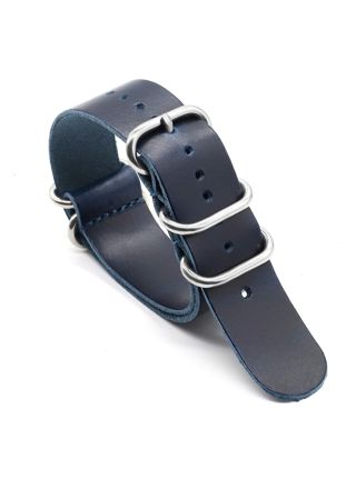 Tiera läder nato-klockarmband blått