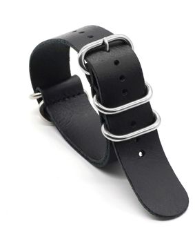 Tiera läder nato-klockarmband svart