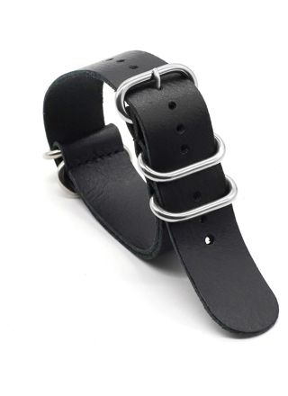 Tiera läder nato-klockarmband svart