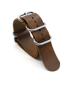 Tiera läder nato-klockarmband kaffebrunt