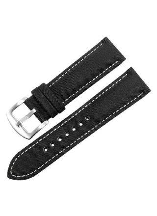 Tiera nylon och läder klockarmband svart-vitt