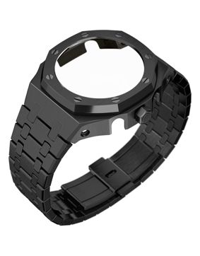 Tiera Casio GA-2100 custom mod bezel + klockarmband svart