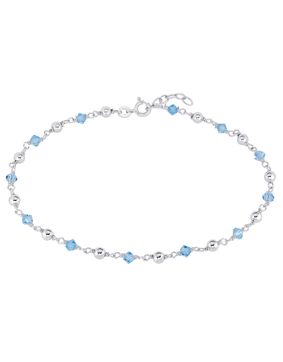 Lykka Casuals ljusblå silver ankelkedja