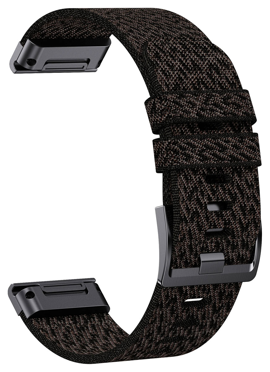 Tiera Garmin Fenix jacquard svart nylonarmband solkilukolla 22 mm quick release