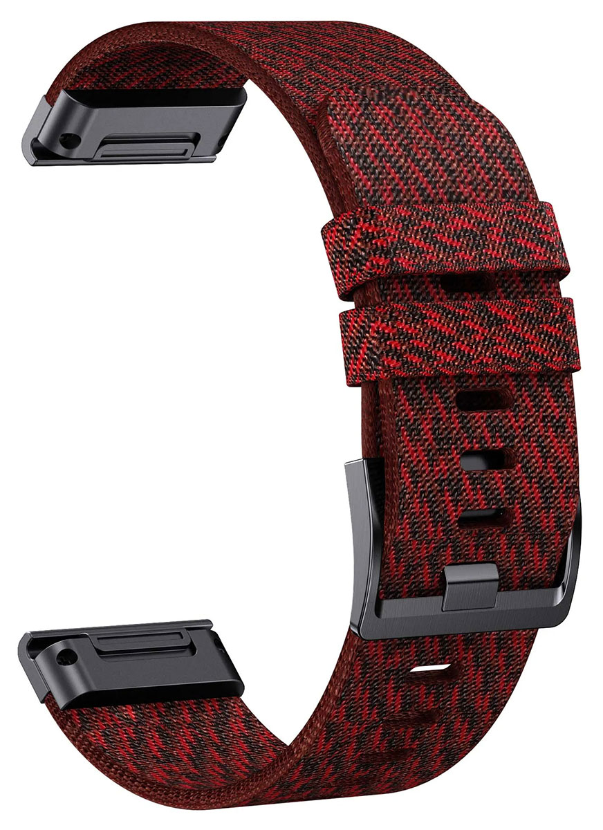 Tiera Garmin Fenix jacquard röd nylonarmband 26 mm quick release