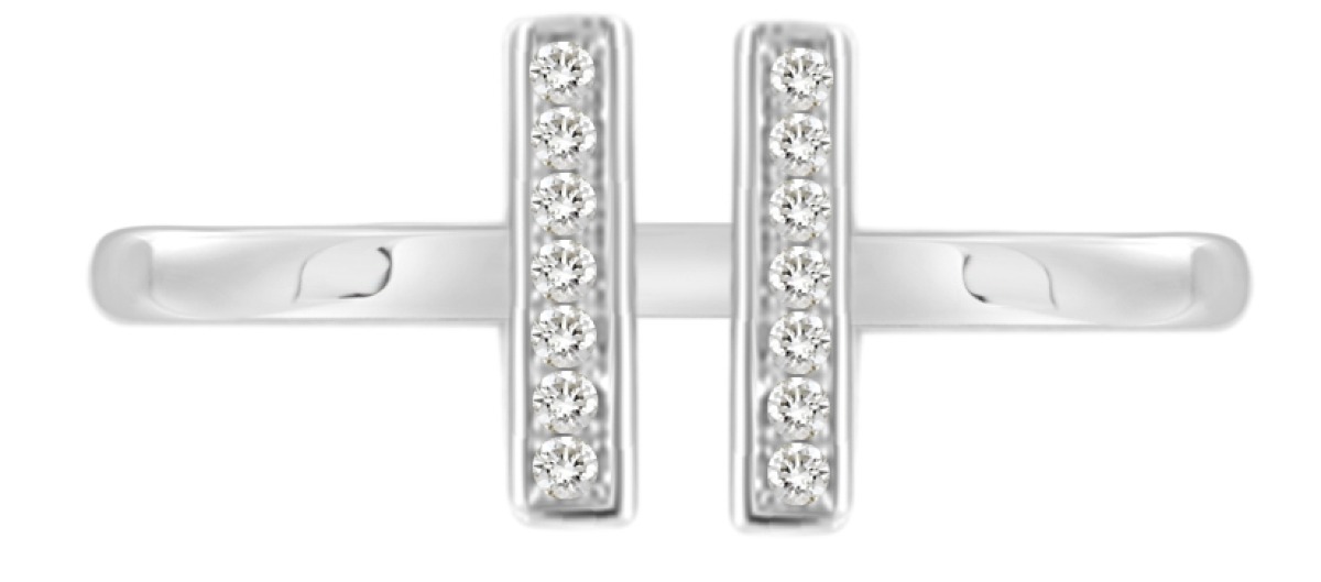 Bar vitguld diamantring 0,04 ct