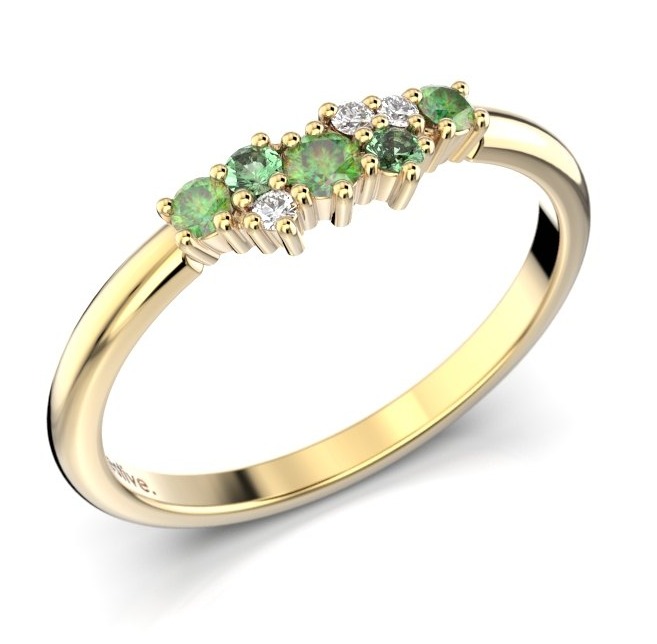 Festive Nadja Green flerstens guld juvel-diamantring 650-018G-KK