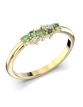 Festive Nadja Green flerstens guld juvel-diamantring 650-018G-KK