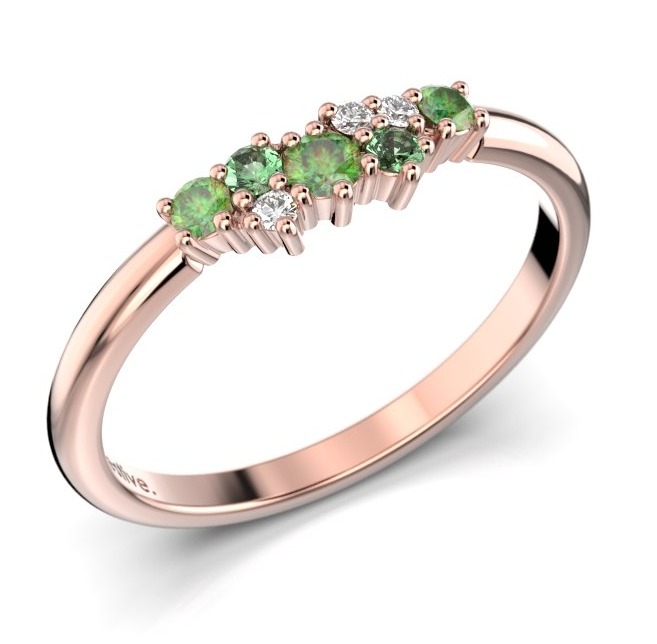 Festive Nadja Green flerstens roseguld juvel-diamantring 650-018G-PK