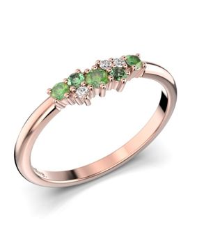 Festive Nadja Green flerstens roseguld juvel-diamantring 650-018G-PK