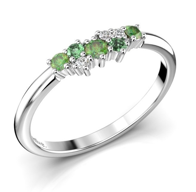 Festive Nadja Green flerstens vitguld juvel-diamantring 650-018G-VK