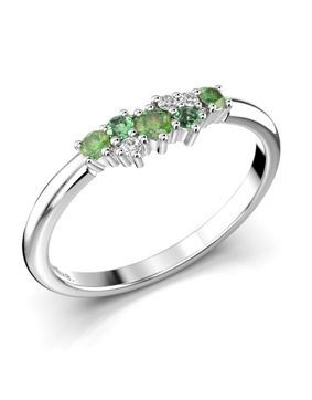 Festive Nadja Green flerstens vitguld juvel-diamantring 650-018G-VK