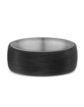 Lykken Strong tvåfärgad titanring svart-silver halvrund 5 mm