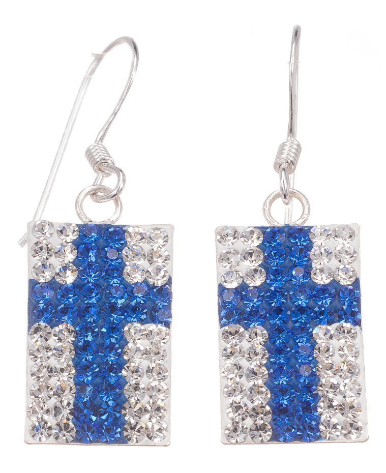 Silver Bar Finska flaggan hängande örhängen 30 mm 6710