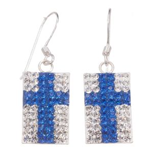 Silver Bar Finska flaggan hängande örhängen 30 mm 6710 main product photo